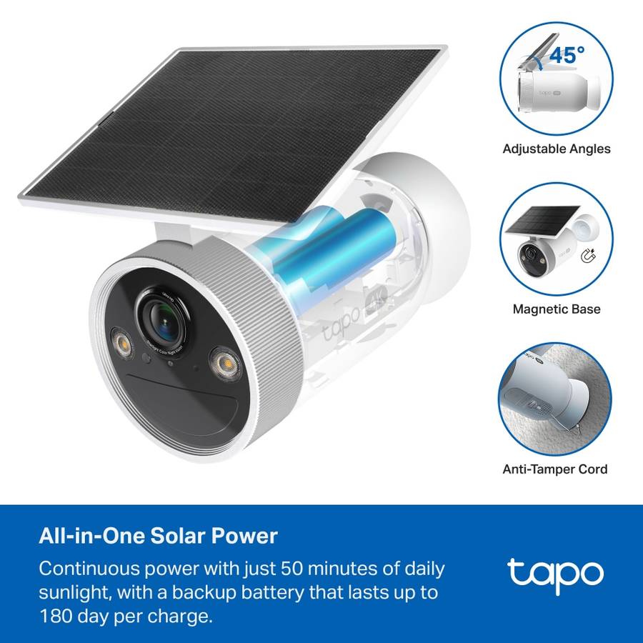 TP-Link TAPO - Tp-Link - TAPO - C465 4K 8MP Battery-Powered Security Camera With Built-In Solar P...