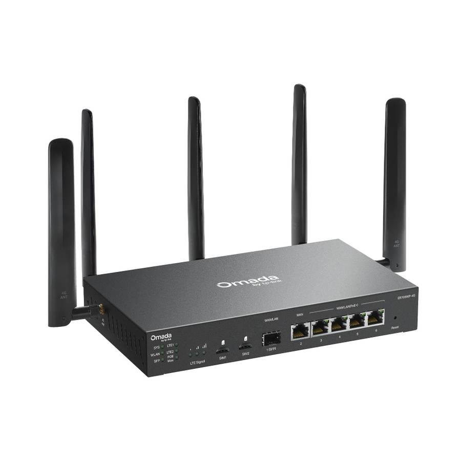 Tp-Link - Omada Er706Wp-4G 4G+ Cat6 Ax3000 Gigabit Vpn Gateway With 4-Port Poe+ - Tp-Link - Omada...
