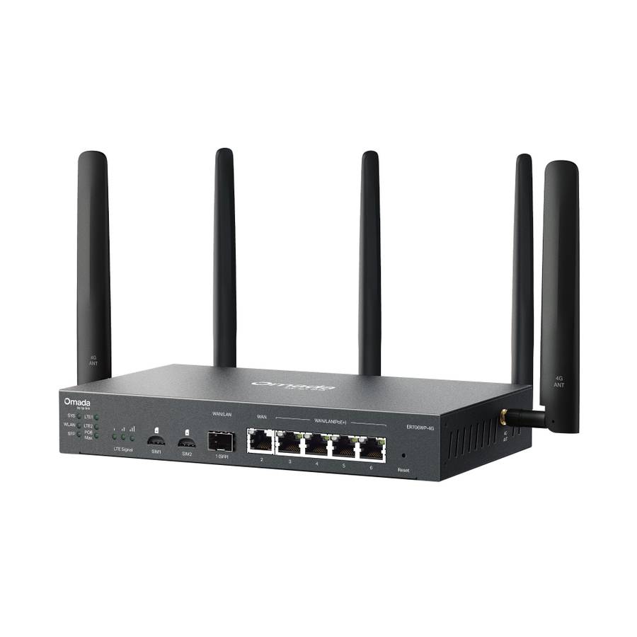Tp-Link - Omada Er706Wp-4G 4G+ Cat6 Ax3000 Gigabit Vpn Gateway With 4-Port Poe+ - Tp-Link - Omada...