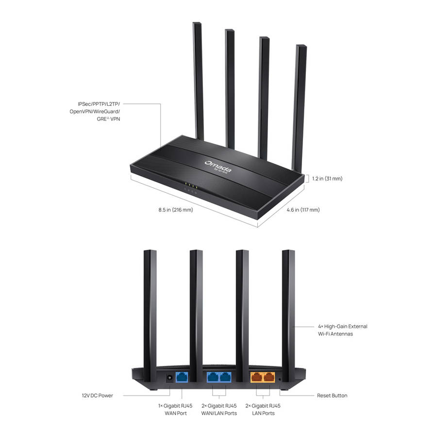 Tp-Link - Omada 5P Gb Dual Band WiFi Gateway - Tp-Link - Omada 5P Gb Dual Band WiFi Gateway