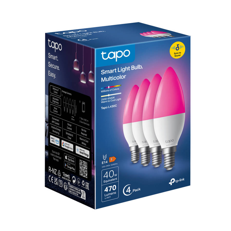 TP-Link TAPO - Tp-Link - TAPO - L430C E14 Smart Wi-Fi Light Bulb (4-Pack) - TP-Link TAPO - Tp-Lin...