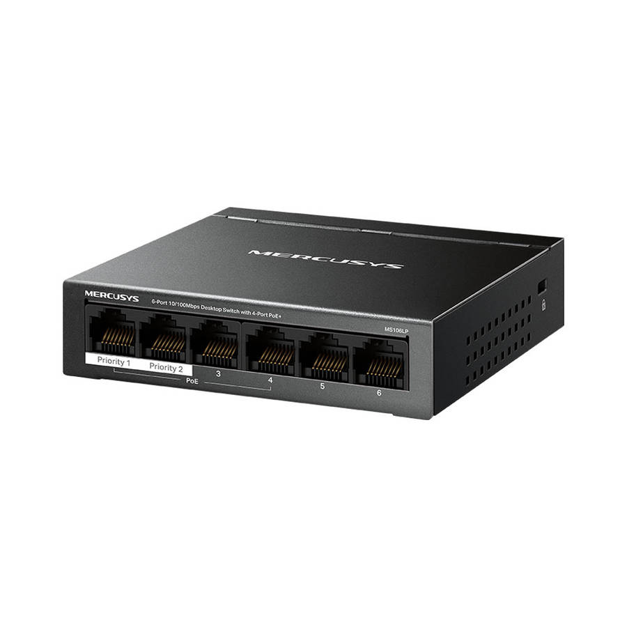 Mercusys - MS106LP 6-Port 10/100Mbps Desktop Switch with 4-Port PoE+ - Mercusys - MS106LP 6-Port ...