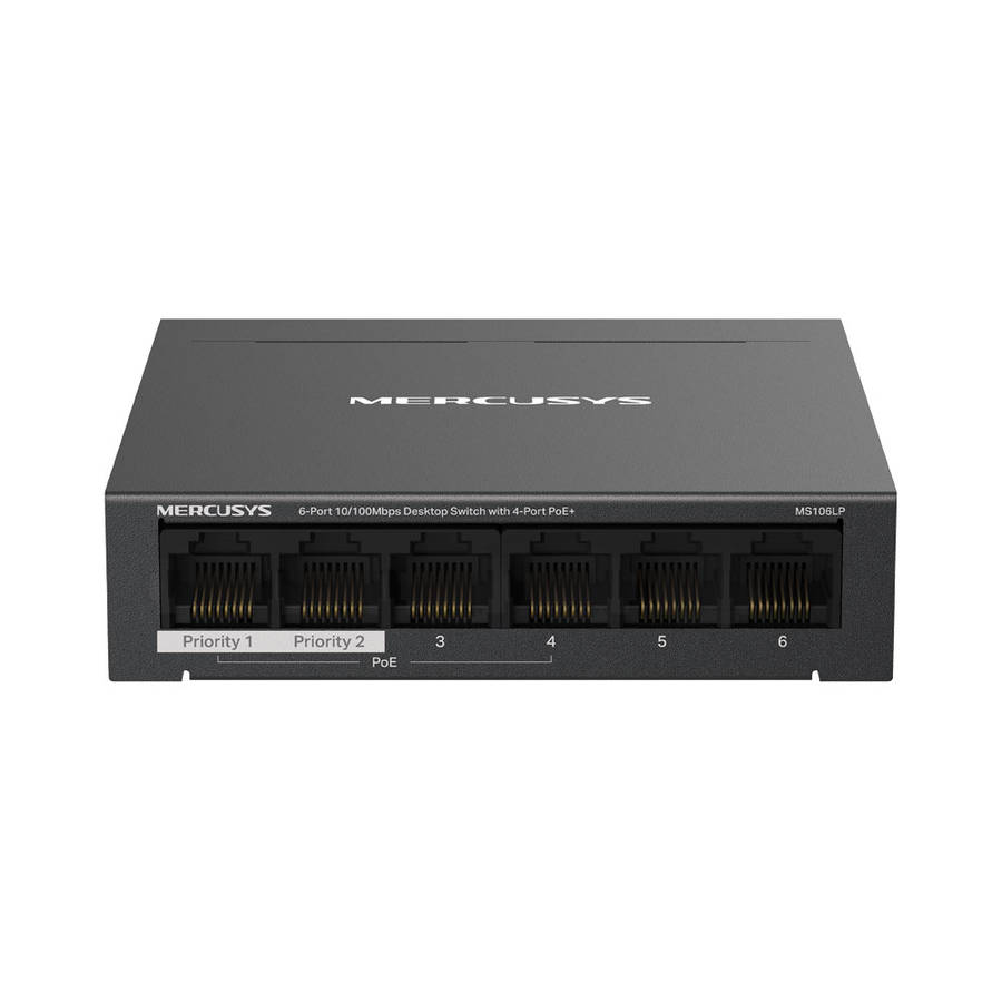 Mercusys - MS106LP 6-Port 10/100Mbps Desktop Switch with 4-Port PoE+ - Mercusys - MS106LP 6-Port ...