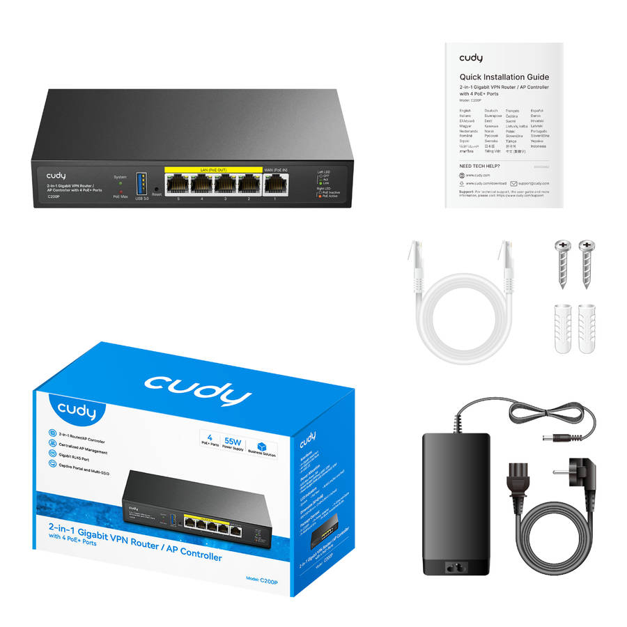 Cudy - C200P 2-IN-1 SMB Router / AP Controller - Cudy - C200P 2-IN-1 SMB Router / AP Controller