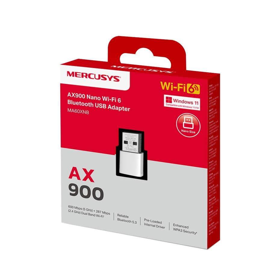 Mercusys - Ma60Xnb Ax900 Nano Wi-Fi 6 And Bluetooth Usb2.0 Combo Adapter - Mercusys - Ma60Xnb Ax9...
