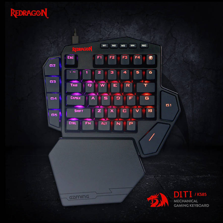 Redragon - Diti Elite Pro One-Handed RGB Wireless Mechanical Gaming Keyboard - Black - Redragon -...