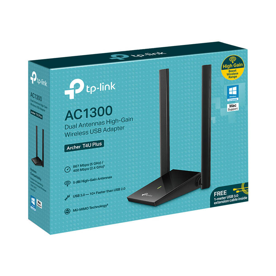 Tp-Link - Archer T4U Plus - Dual Antennas High-Gain Wireless USB Adapter - Tp-Link - Archer T4U P...