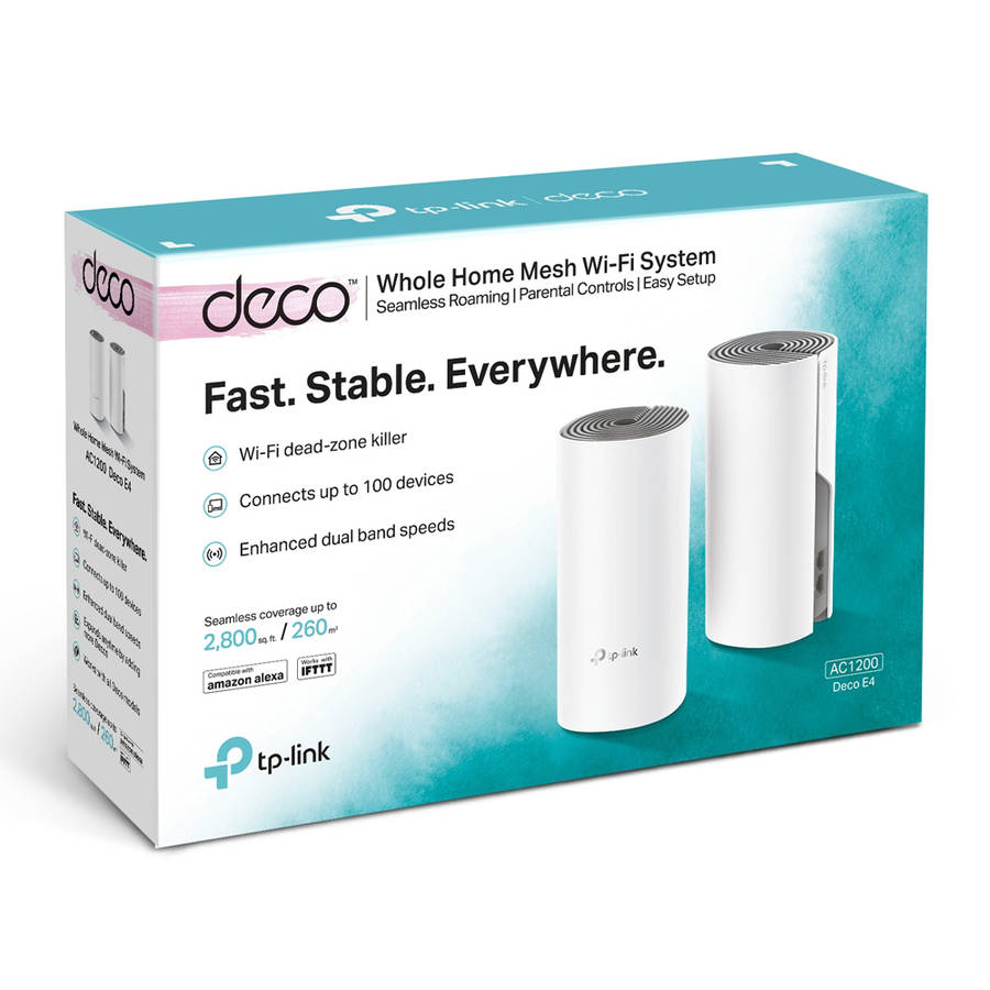 Tp-Link - Deco E4 - AC1200 Whole Home Mesh Wi-Fi System (2-Pack) - Tp-Link - Deco E4 - AC1200 Who...