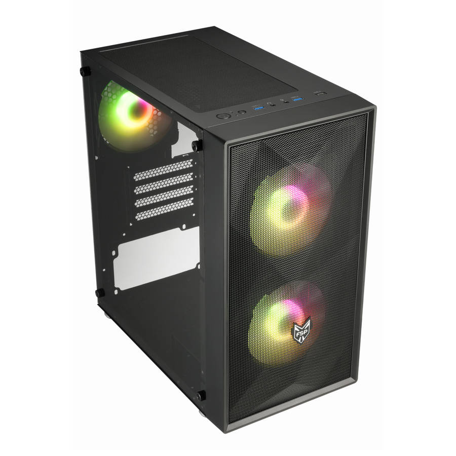 FSP - CST130A Micro-ATX Gaming Chassis Tempered Glass Side Panel - Black - FSP - CST130A Micro-AT...
