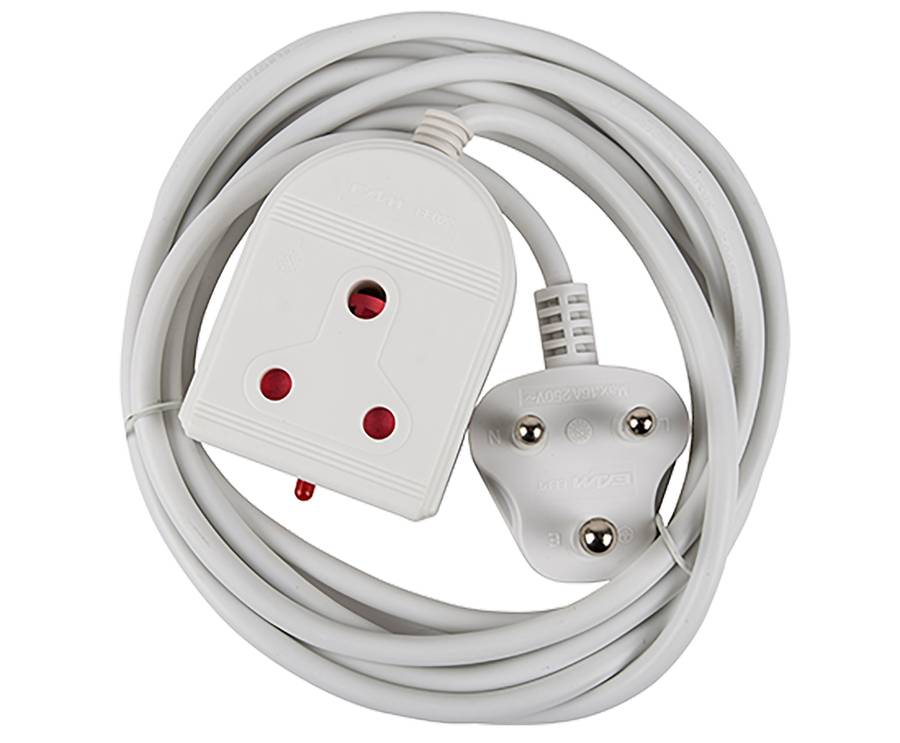 Electricmate - 10A 5m Extension Lead - White - Electricmate - 10A 5m Extension Lead - White