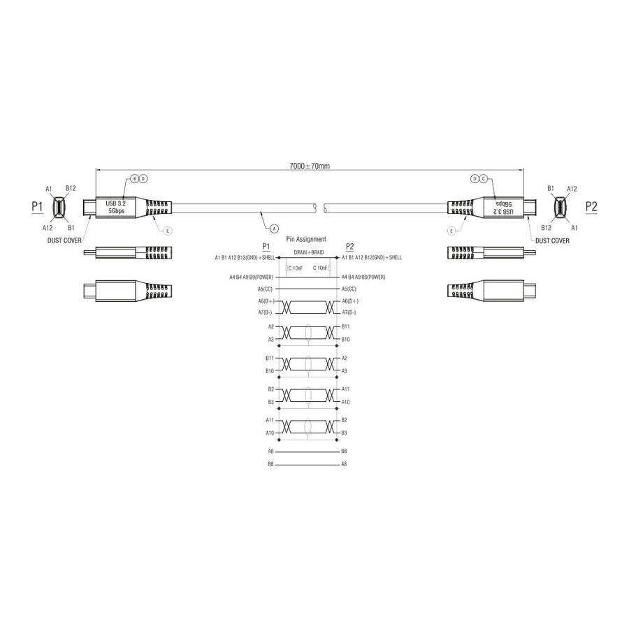 LinkQnet - 7M USB Type-C 4K @144Hz 60W Power Delivery Cable - LinkQnet - 7M USB Type-C 4K @144Hz ...