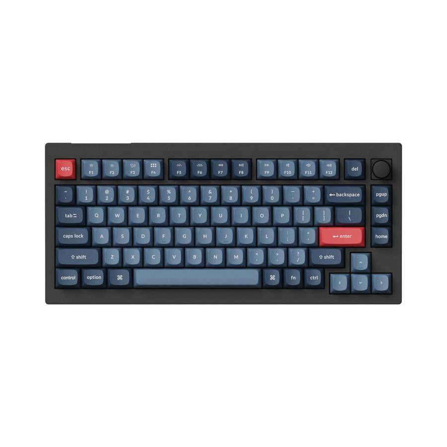 Keychron - V1 Max Qmk/Via Wireless Custom Mechanical Keyboard | Red Switches - Black - Keychron -...
