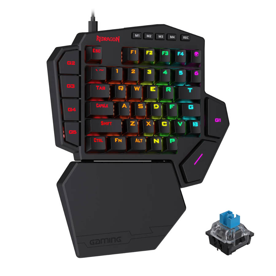 Redragon - Diti Elite Pro One-Handed RGB Wireless Mechanical Gaming Keyboard - Black - Redragon -...