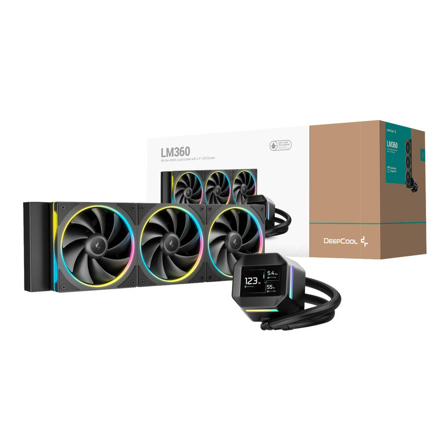 DeepCool LM360 ARGB 360mm AIO CPU Liquid Cooler - Black - DeepCool LM360 ARGB 360mm AIO CPU Liqui...
