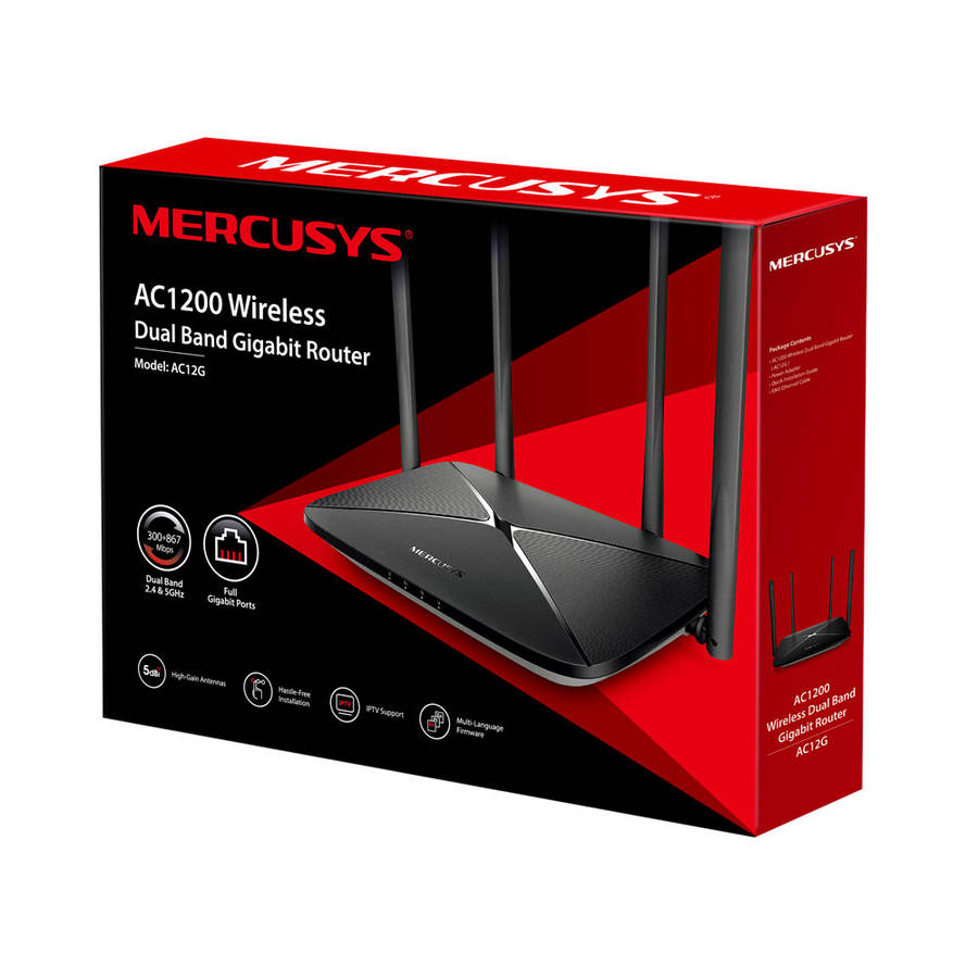 Mercusys - AC12G AC1200 Wireless Dual Band Gigabit Router - Mercusys - AC12G AC1200 Wireless Dual...