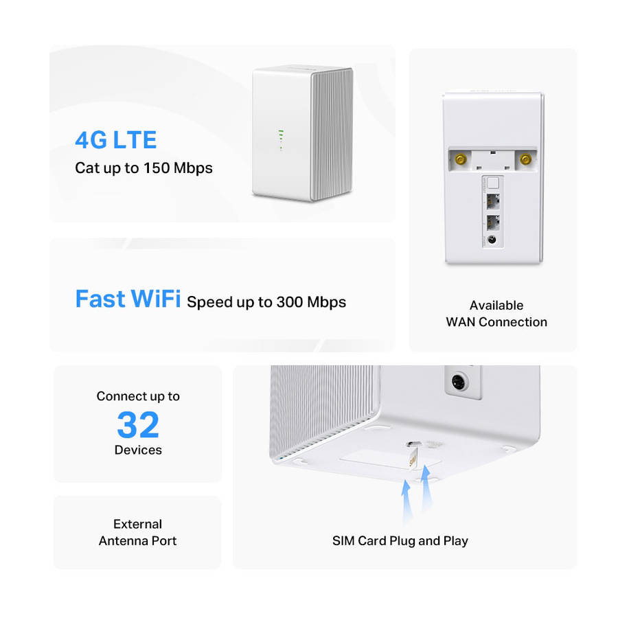 Mercusys - N300 WiFi 4G Lte Router - Mercusys - N300 WiFi 4G Lte Router
