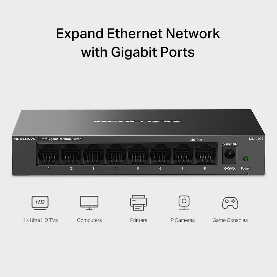 Mercusys - 8Port Gigabit Desktop Switch - Mercusys - 8Port Gigabit Desktop Switch