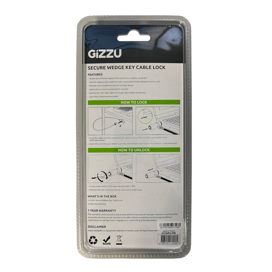 Gizzu - Noble Wedge Standard Security Lock - Gizzu - Noble Wedge Standard Security Lock