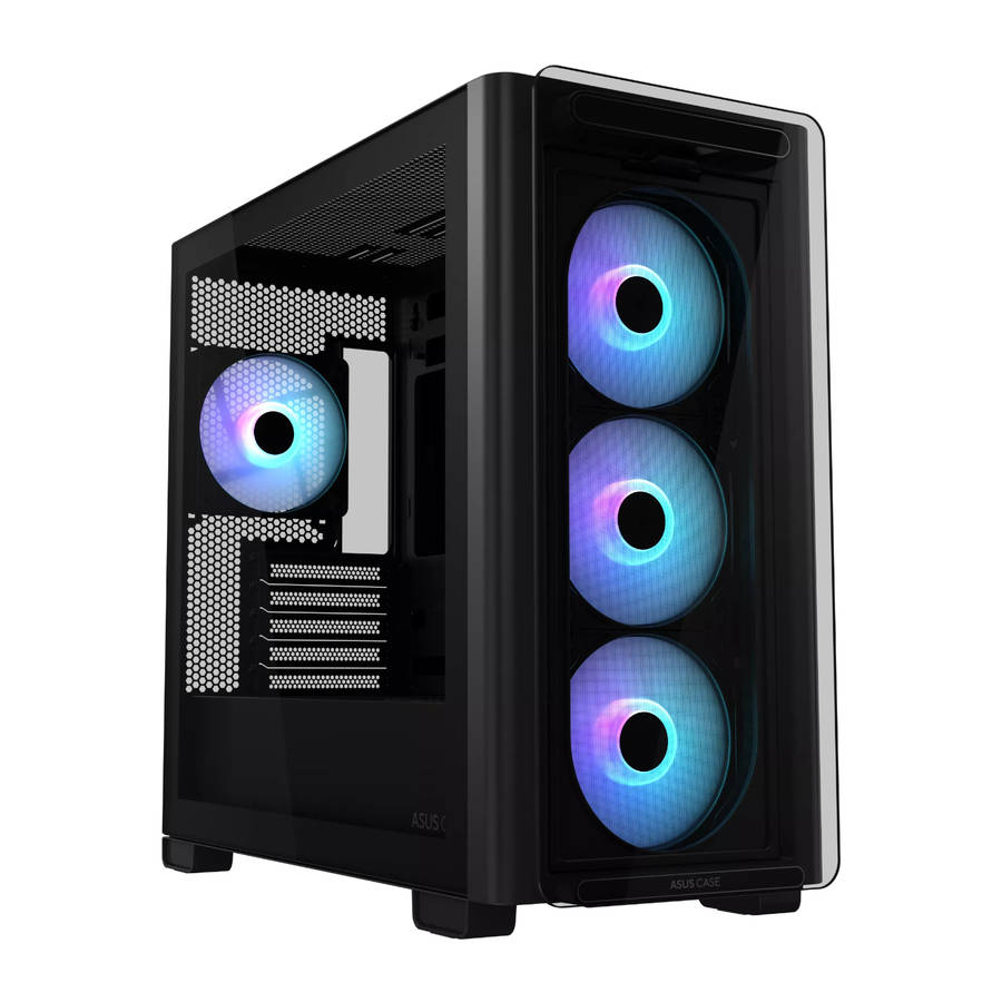 Asus - A23 Plus ARGB Micro-ATX Gaming Chassis - Black - Asus - A23 Plus ARGB Micro-ATX Gaming Cha...