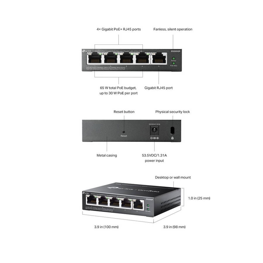 Tp-Link - Omada 5Port Poe+ Gb Managed Switch - Tp-Link - Omada 5Port Poe+ Gb Managed Switch