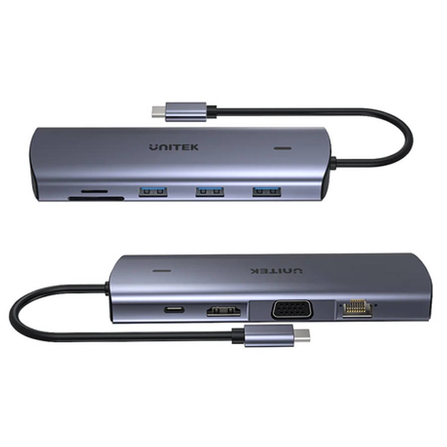 Unitek - 9-in-1 USB-C Hub with Dual Display, Dual Card Reader and 100W PD - Unitek - 9-in-1 USB-C...