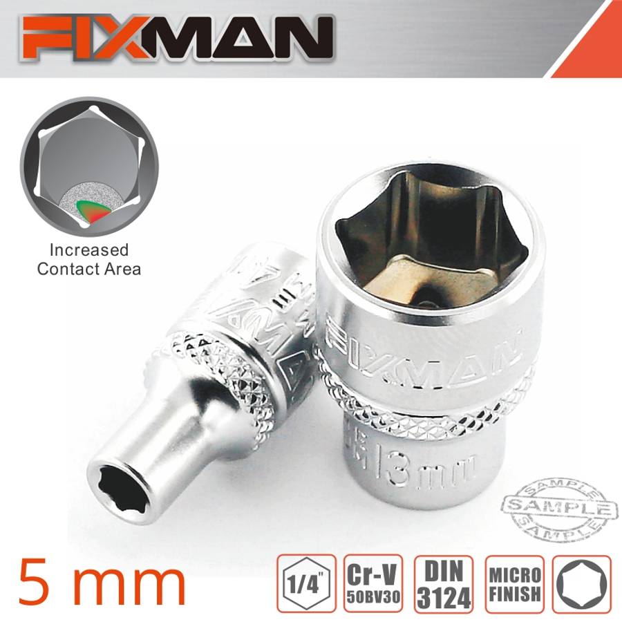 FIXMAN - 1/4' Drive Hex Socket 5mm - FIXMAN - 1/4' Drive Hex Socket 5mm