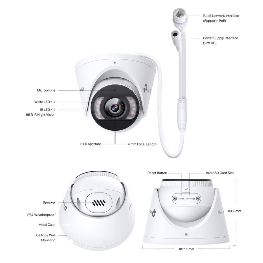 Tp-Link - Vigi Insight S455 5MP Full-Colour Turret Network Camera - Tp-Link - Vigi Insight S455 5...