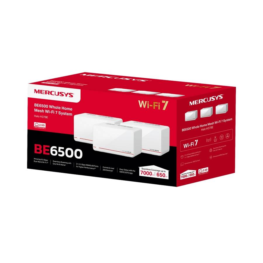 Mercusys - Halo H37BE BE6500 Whole-Home Mesh Wi-Fi 7 System (3-Pack) - Mercusys - Halo H37BE BE65...