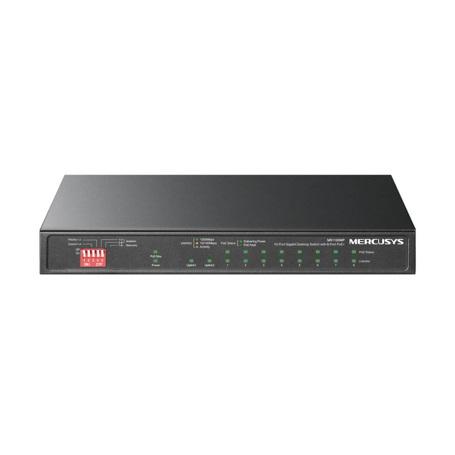 Mercusys - Ms110Gmp 10-Port Gigabit Desktop Switch With 8-Port Poe+ - Mercusys - Ms110Gmp 10-Port...
