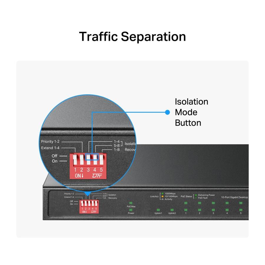 Mercusys - Ms110Gmp 10-Port Gigabit Desktop Switch With 8-Port Poe+ - Mercusys - Ms110Gmp 10-Port...