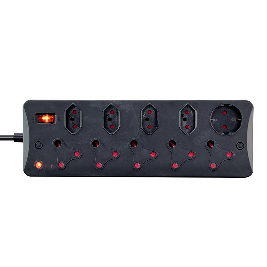 LinkQnet - 10-Port Multiplug With Surge Protection And 3M Cable - Black - LinkQnet - 10-Port Mult...