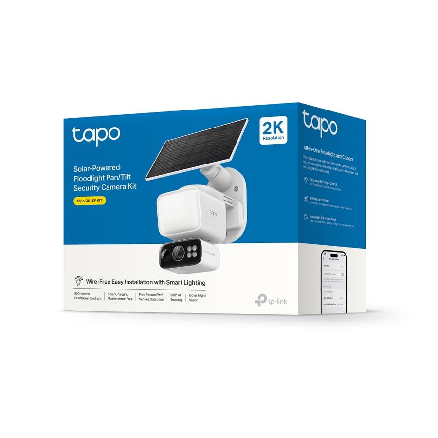 TP-Link TAPO - Tp-Link - TAPO - C615F Kit Solar-Powered Floodlight 2K 3MP Pan/Tilt Security Camer...