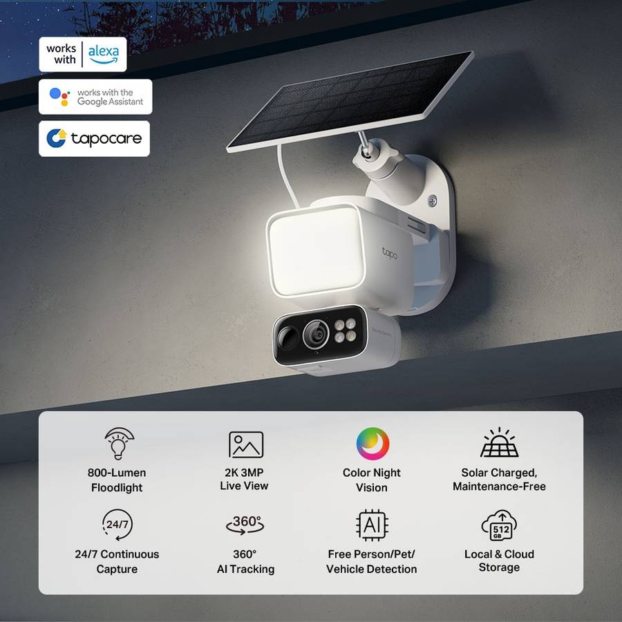 TP-Link TAPO - Tp-Link - TAPO - C615F Kit Solar-Powered Floodlight 2K 3MP Pan/Tilt Security Camer...