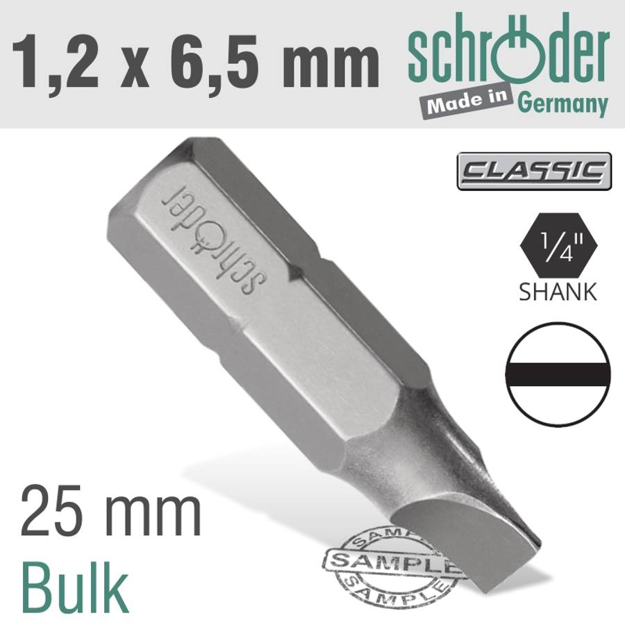 SCHRODER - Slotted Bit 1.2X6.5 25mm Bulk - SCHRODER - Slotted Bit 1.2X6.5 25mm Bulk