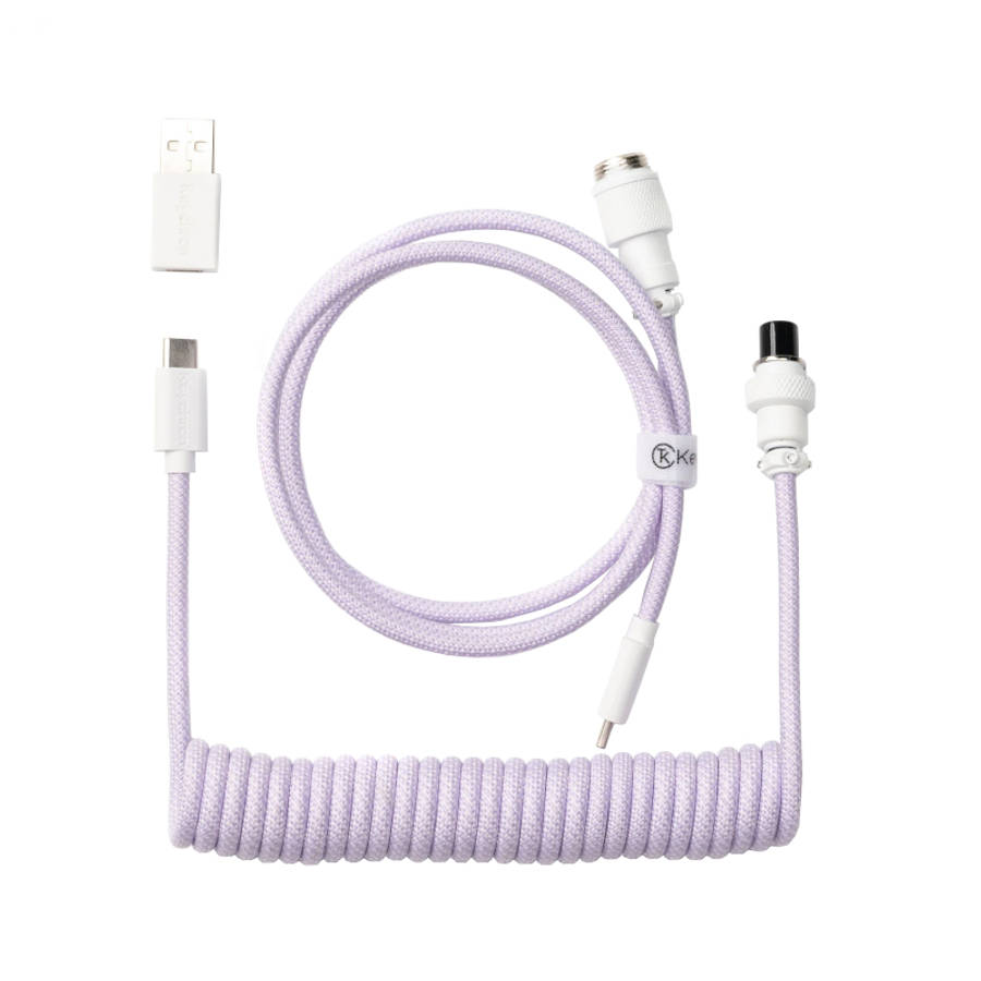 Keychron - Coiled Aviator Cable - Light Purple/Straight - Keychron - Coiled Aviator Cable - Light...