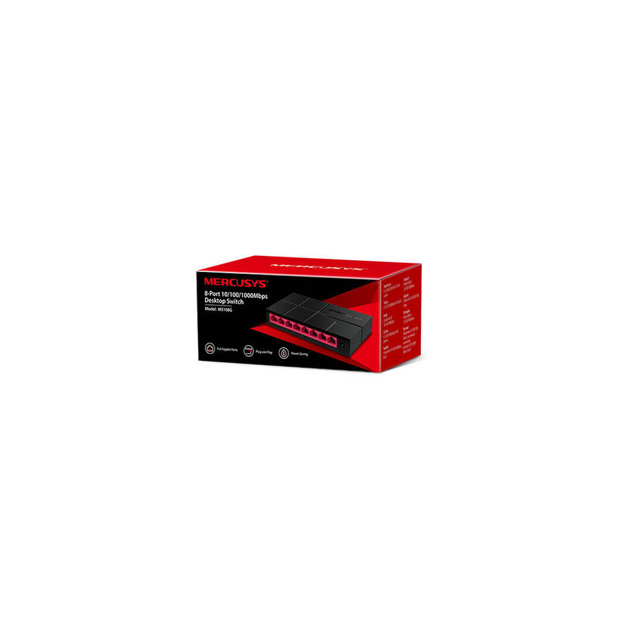 Mercusys - MS108G 8-Port 10/100/1000Mbps Desktop Switch - Mercusys - MS108G 8-Port 10/100/1000Mbp...