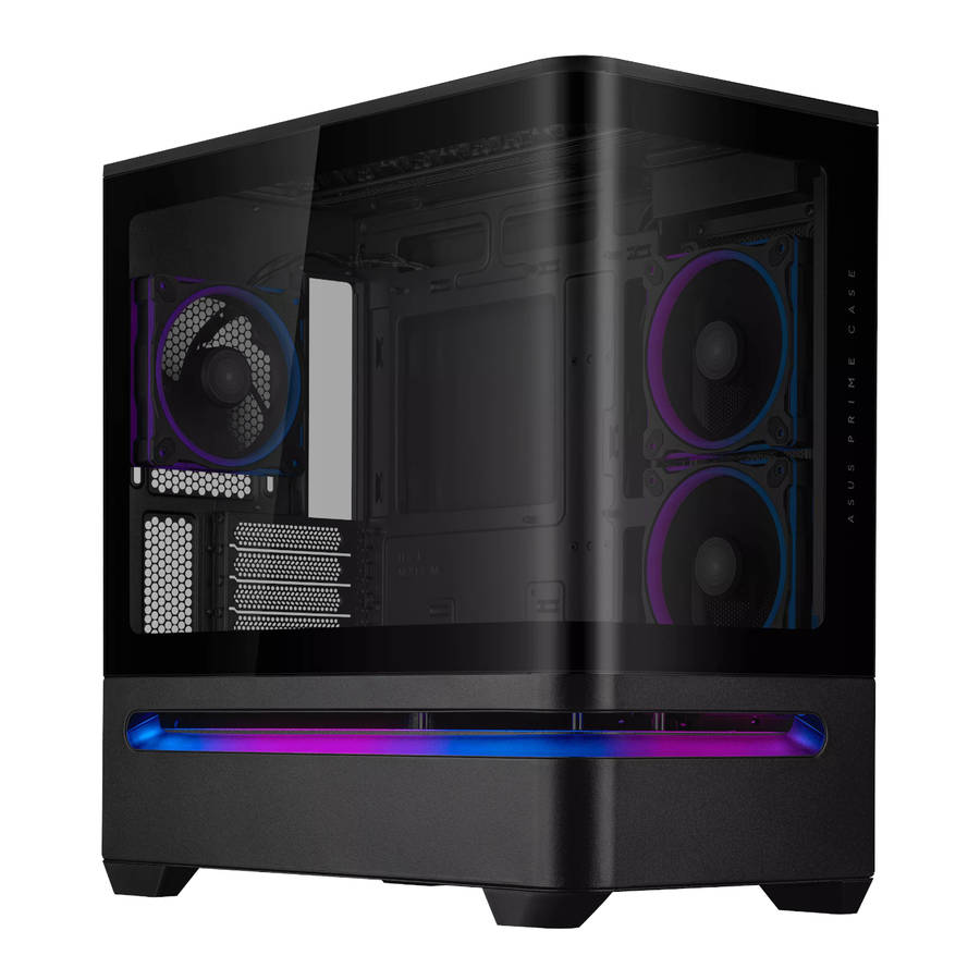 Asus - Prime AP202 ARGB Curved Tempered Glass Micro-ATX Chassis  Black - Asus - Prime AP202 AR...