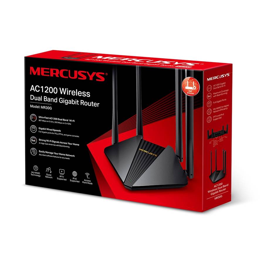 Mercusys - Tp-Link - Mercusys MR30G AC1200 Wireless Dual Band Gigabit Router - Mercusys - Tp-Link...