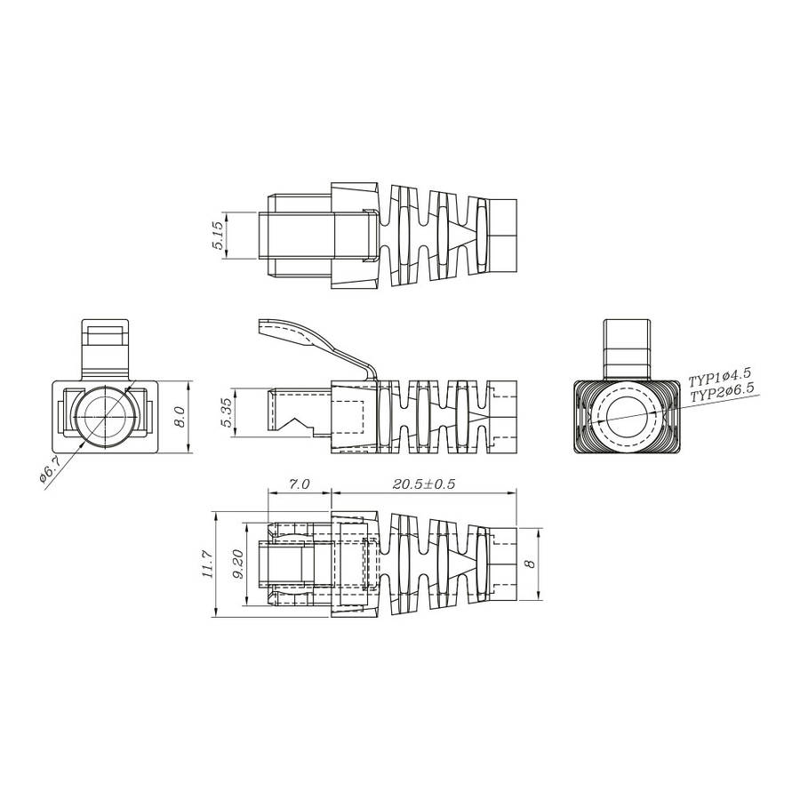 LinkQnet - Boot Fit For Easy Plug,Transparent,Od:6.5 Or 4.5mm - LinkQnet - Boot Fit For Easy Plug...
