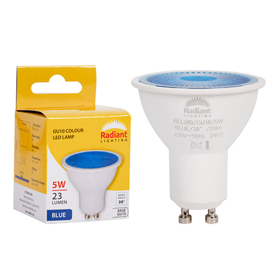 Radiant - GU10 Coloured 5w LED Blue - Radiant - GU10 Coloured 5w LED Blue