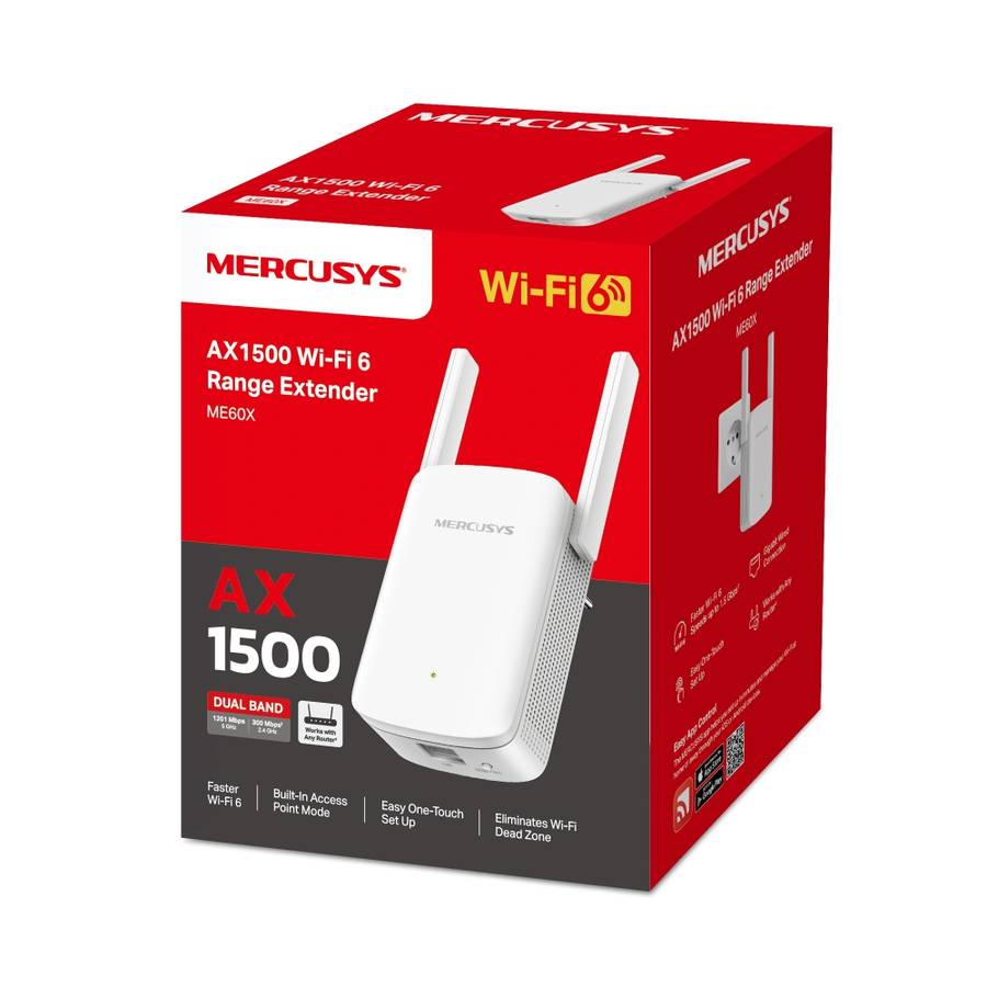 Tp-Link - Mercusys - ME60X AX1500 Wi-Fi 6 Range Extender - Tp-Link - Mercusys - ME60X AX1500 Wi-F...
