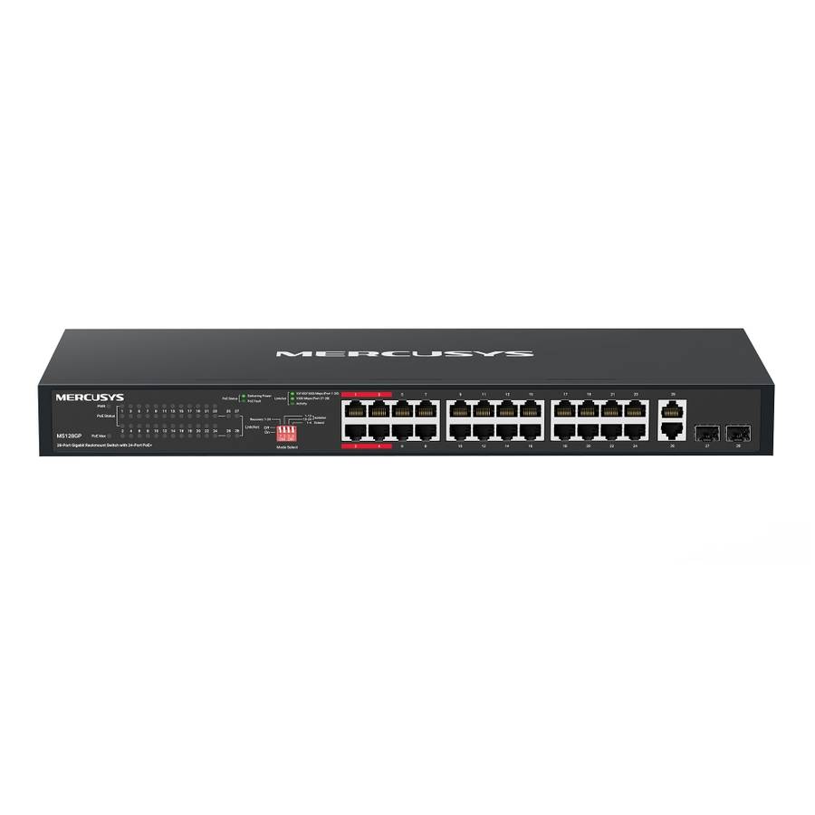 Mercusys - Ms128Gp 28-Port Gigabit Rackmount Switch With 24-Port Poe+ - Mercusys - Ms128Gp 28-Por...