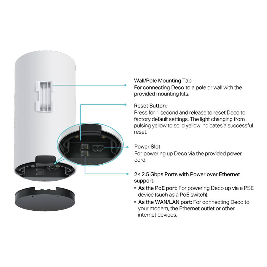 Tp-Link - Deco BE25-Outdoor(1-pack) BE5000 Outdoor/Indoor Mesh WiFi 7 Router - Tp-Link - Deco BE2...