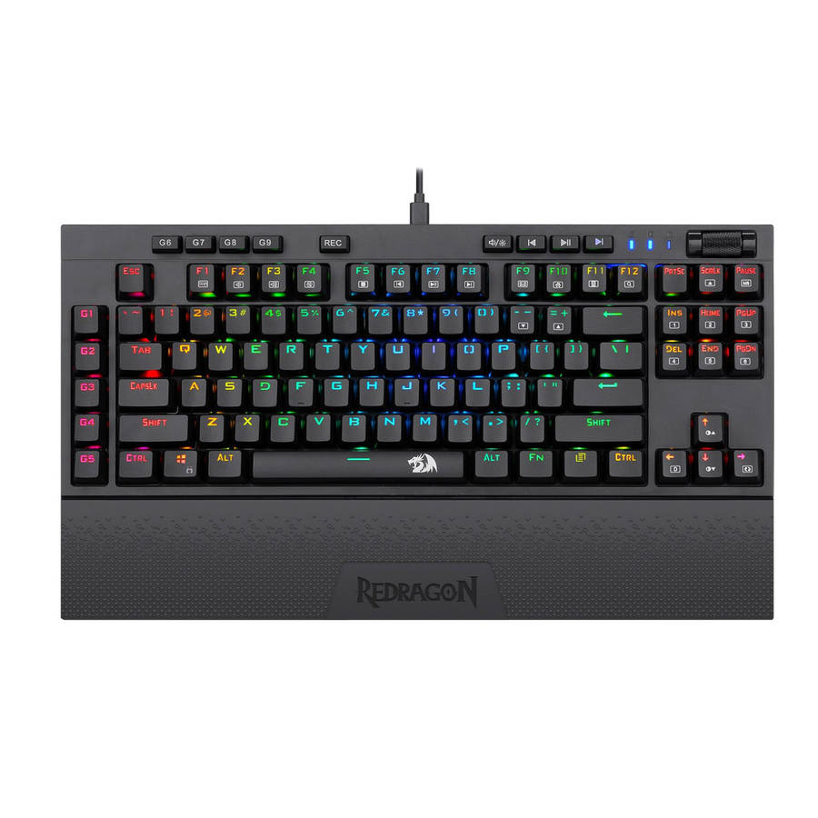 Redragon - K588 RGB Pro Broadsword TKL Mechanical Wired Gaming Keyboard - Black - Redragon - K588...