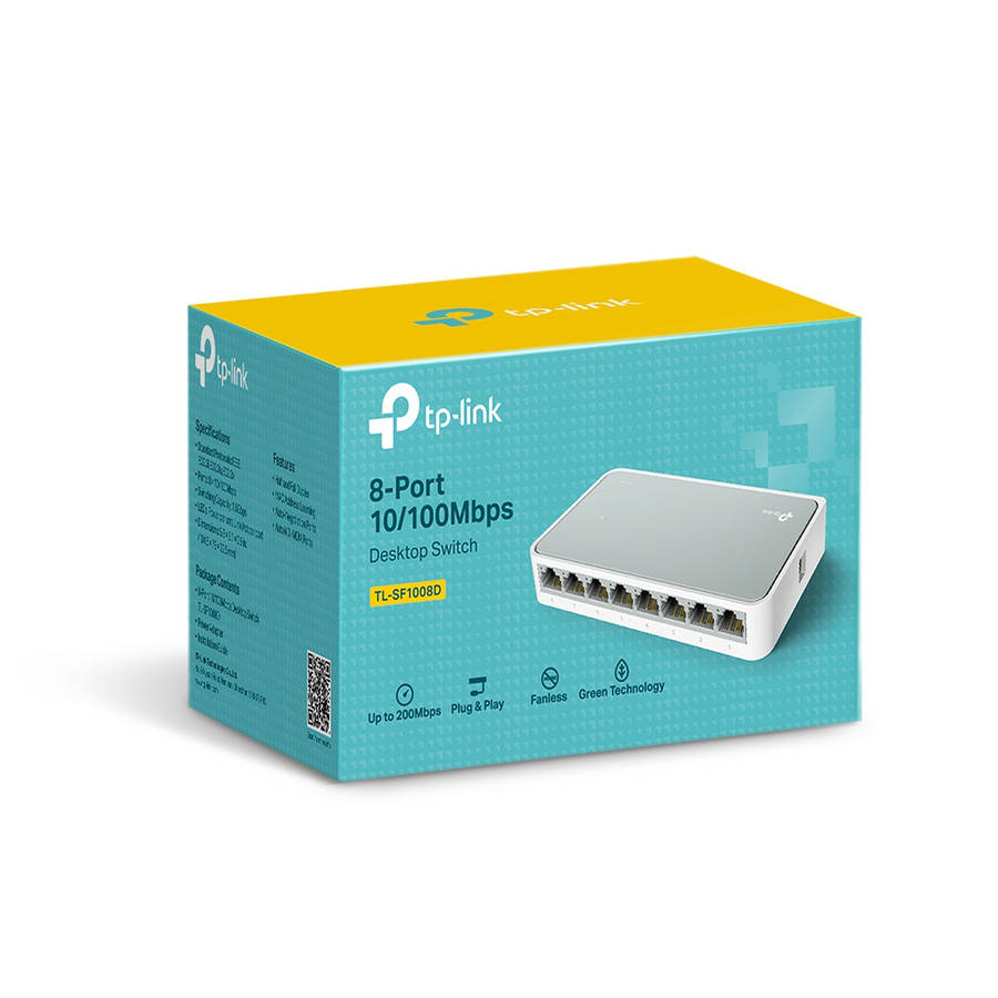 Tp-Link - SF1008D 8-Port 10/100Mbps Desktop Switch Green Tech Plug & Play - Tp-Link - SF1008D 8-P...