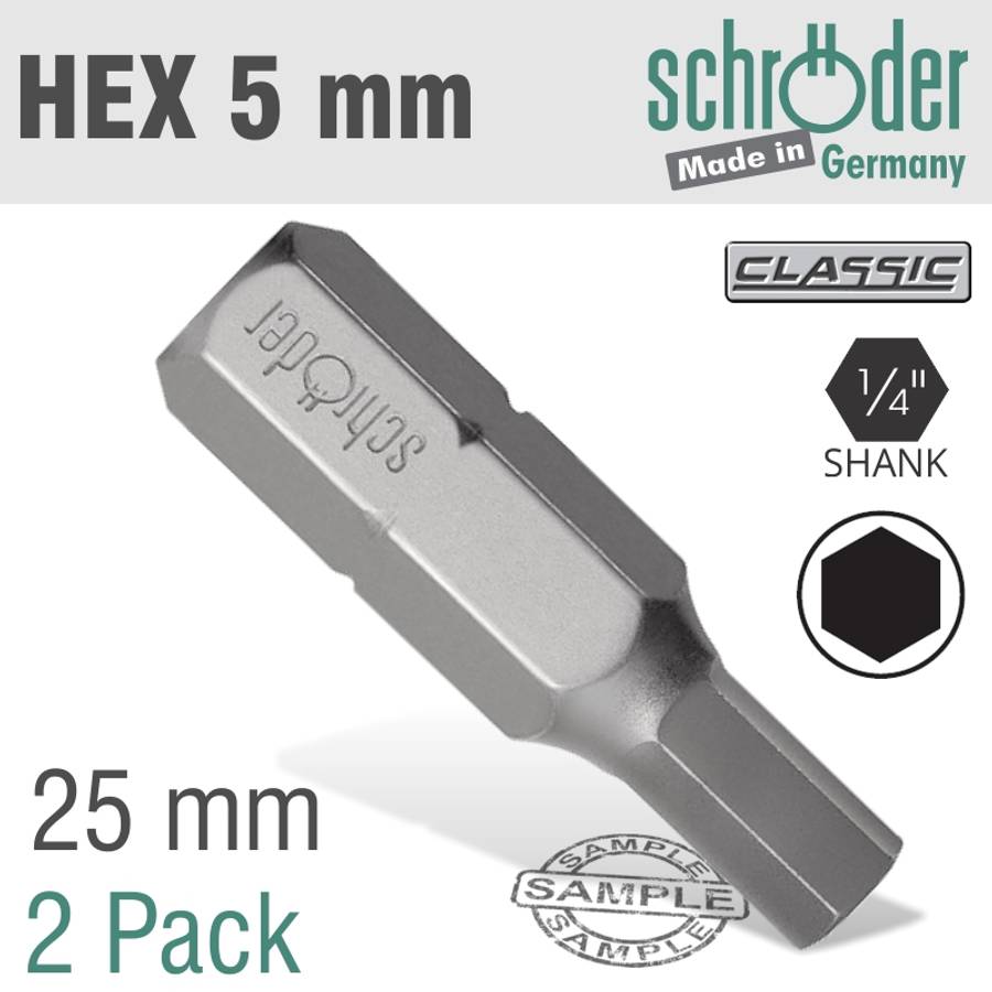 SCHRODER - Hex/Allen Ins.bit 5mm 2Cd - SCHRODER - Hex/Allen Ins.bit 5mm 2Cd