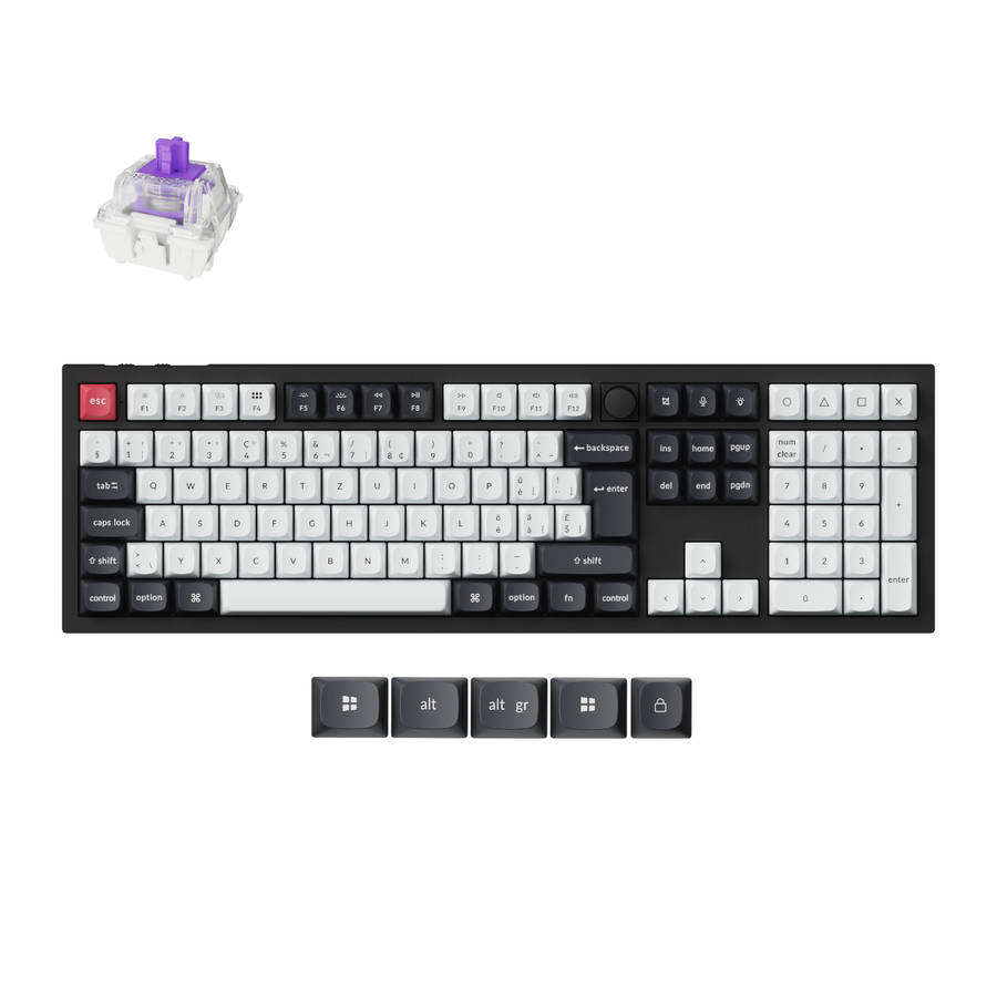 Keychron - Q6 HE QMK Full-size Wireless Custom Mechanical Keyboard (Nebula Switch)  Carbon Bla...