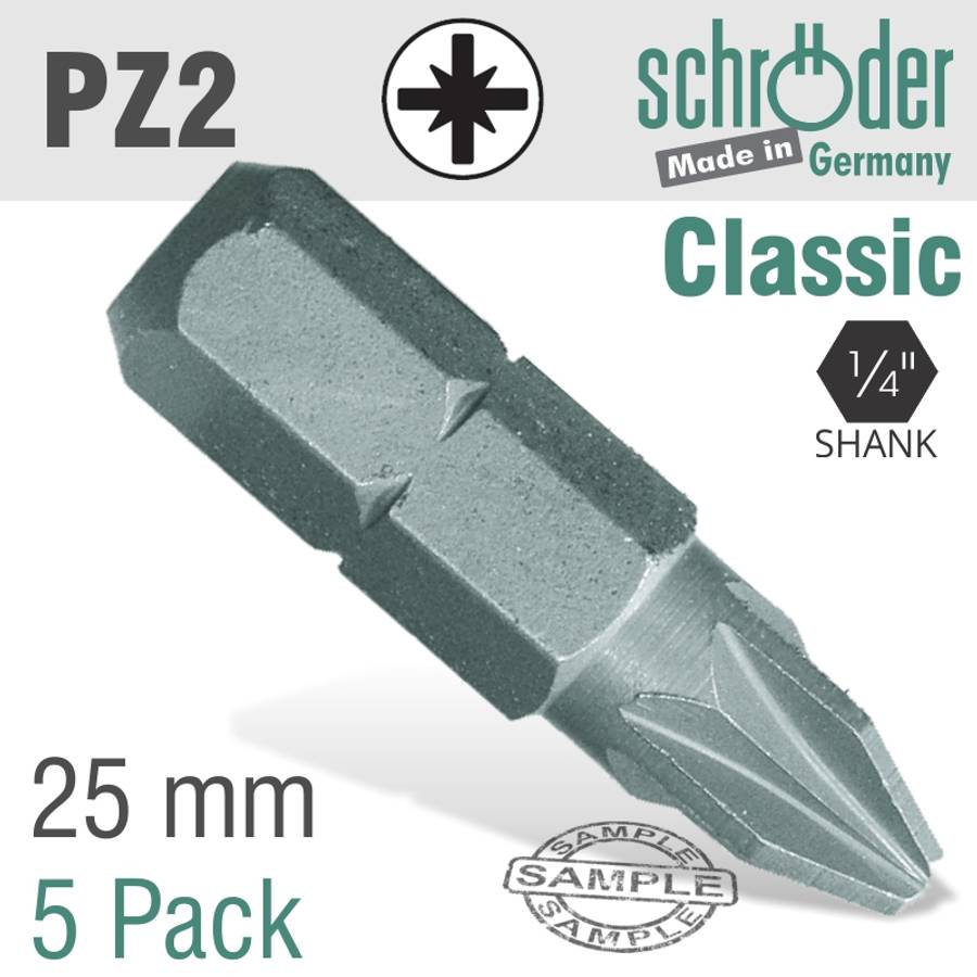 SCHRODER - Pozi.no.2X25mm Classic Bit 5Cd - SCHRODER - Pozi.no.2X25mm Classic Bit 5Cd