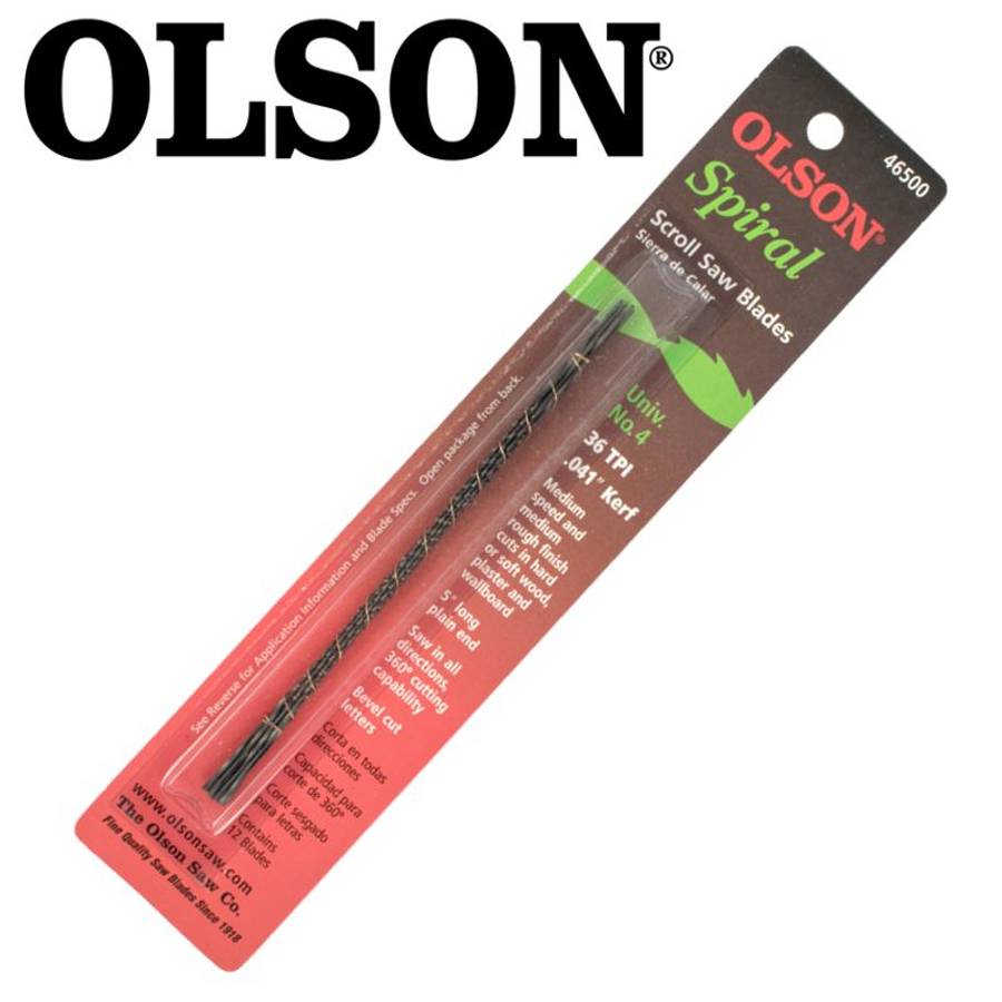 OLSON - Scroll Saw Bl. 5' 125mm 36Tpi Spiral Cut Wood Plain End 6Pc - OLSON - Scroll Saw Bl. 5' 1...