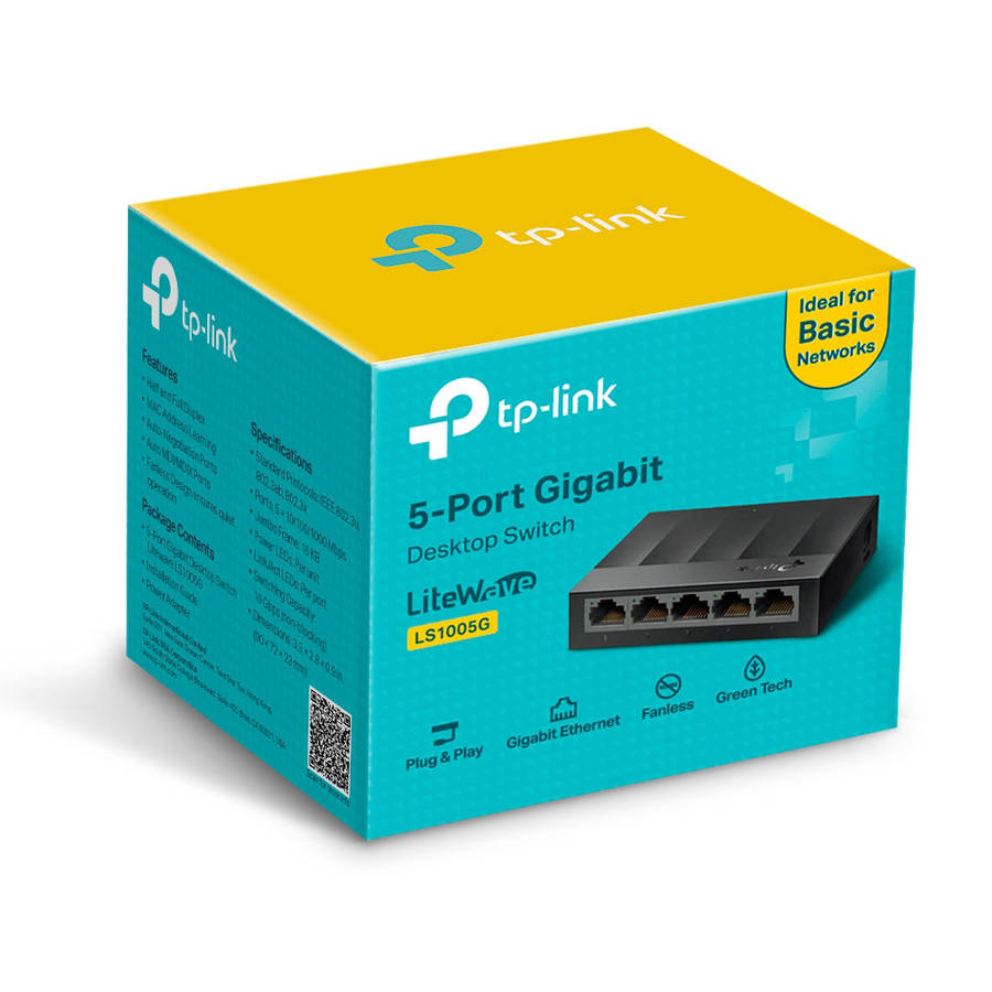 Tp-Link - LiteWave 5 Port Gigabit Desktop Switch - Plastic Case - Tp-Link - LiteWave 5 Port Gigab...